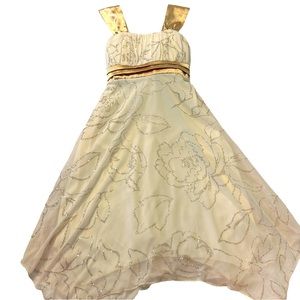 Xtraordinary girl’s satin and glitter floral asymmetric dress size 10